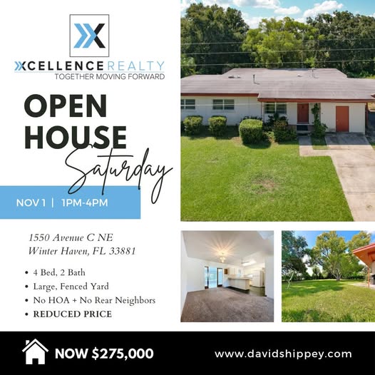 Open House 1550 Avenue C NE, Winter Haven, FL 33881, Saturday 11/01/25 1pm-4pm